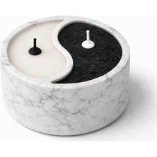 Cogo Seramik Yin Yang Mermer Tasarımlı El Yapımı Dekoratif Mum – Siyah & Beyaz Doğal Denge, 9x6 cm Cogo Ceramic