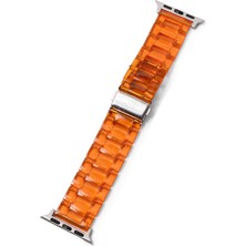 Quse Apple Watch Series 10/11 42MM-41MM-40MM-38MM ile Uyumlu Transparan Reçine Kordon, Turuncu
