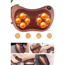 Macgon Çift Motor 8 Toplu Premium Kalite Masaj Yastığı Aleti Ovmalı Yoğurmalı Isıtmalı Boyun Bel Sırt Ayak