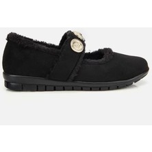 Yaya By Hotiç Kadın Siyah Kürklü Tokalı Mary Jane Babet