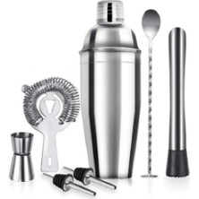 Feyza Design 7 Parça Şık Kokteyl Seti 750 Ml, Profesyonel Bar Malzemeleri