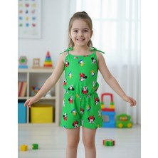 Buufuu Yazlık Dijital Baskılı Askılı Kız Çocuk Tulum Elbise