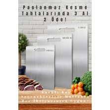 Feyza Design Pratik ve Sağlıklı Paslanmaz Çelik Kesme Tahtası, Fırsatlı Paket