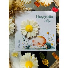 Bernami Dekoratif Pinterest 10 Adet Özel Tasarlanmış Kart ve Papatya Mum. Bebek Doğum, Babyshower, Doğum Günü, Hediyelik