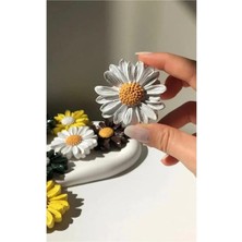 Bernami Dekoratif Pinterest 4’lü Papatya Magnet , Buzdolabı Magneti Beyaz Dekoratif Obje El Yapımı