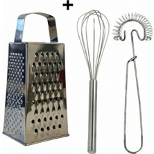 Feyza Design 2 Parça Çelik Rende ve Çırpıcı Seti, Pratik ve Dayanıklı Mutfak Malzemeleri