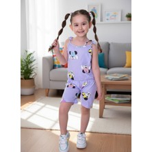 Buufuu Yazlık Dijital Baskılı Askılı Kız Çocuk Tulum Elbise