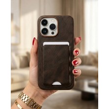 Kılıf House Iphone Uyumlu Deri Yüzeyli Sabit Kartlıklı Cüzdan Kılıf