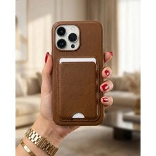Kılıf House Iphone Uyumlu Deri Yüzeyli Sabit Kartlıklı Cüzdan Kılıf