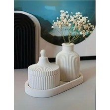 Bernami Dekoratif Pinterest Dekoratif Vazo, Kapaklı Mumluk ve Mum 3'lü Set