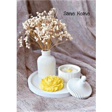 Bernami Şamdan Pinterest Iskandinav Vazo Yuvarlak Tabak Papatya Şekerlik Mumluk ve Şakayık Mum 4lü Set Beyaz Set