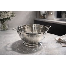 Feyza Design Paslanmaz Çelik Makarna Süzgeci 22 Cm, Dayanıklı ve Pratik Mutfak Gereci