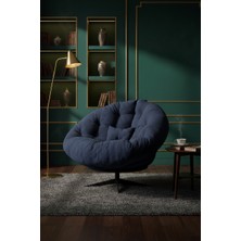 AVYNA Contemporary Elite™ 360 Derece Döner Mekanizmalı Berjer Tekli Koltuk, Yatak Olabilen Premium Minder - Lacivert