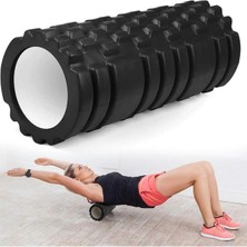 Macgon Yüksek Yoğunlukta Orta Sert Deluxe Foam Roller Masaj Köpüğü Pilates Masaj Rulosu Siyah