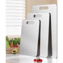 Feyza Design Paslanmaz Çelik Antibakteriyel Kesme Tahtası Seti, 3 Boy, Pratik ve Dayanıklı