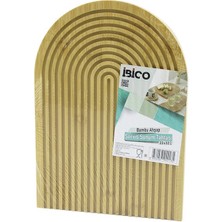 Go İthalat Yarım Daire  Çift Taraflı=düz - Kanallı Ahşap Bambu Sunum Tepsi 22X32CM (5517)