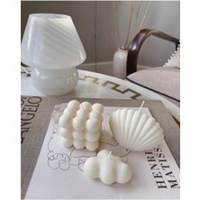 Bernami Dekoratif Pinterest Bubble Bulut Deniz Kabuğu 3'lü Set Mum Kokulu Beyaz El Yapımı Dekoratif Tasarım Mum 3 Lü
