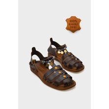 Capone Outfitters Elora Akseusarlı Deri Kadın Sandalet