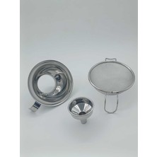 Feyza Design Paslanmaz Çelik Süzgeç ve Huni Seti, 3 Parça, Dayanıklı ve Pratik Kullanım