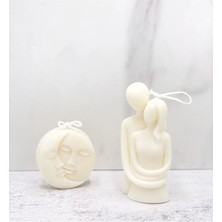 Bernami Mevlüt Pinterest Dekoratif Sarılan Sevgili ve Güneş&ay Mum - Soya Wax Mumu 2'li Set