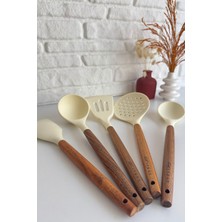 Feyza Design 5'li Silikon Spatula, Kaşık ve Kepçe Seti, Dayanıklı ve Kullanışlı