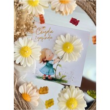 Bernami Şamdan Pinterest 25 Adet Özel Tasarlanmış Kart ve Papatya Mum. Doğum Günü, Baby Shower, Bebek Doğum Hediyelik