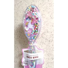 Macgon Içi Boncuklu Resimli Süslü Plastik Fırça Tarak Kız Çocuk Masaj Uçlu Pembe Saç Tarağı