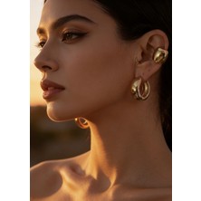 MonCherietr Loop Gold Pirinç Üzeri Altın Kaplama Delik Getirmeyen Ear Cuff
