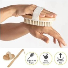 Macgon Saplı Doğal At Kılı Banyo Kuru Cilt Selülit Önleyici, Yumuşak Duş Lifi Vücut Masaj Fırçası Çilek Bac