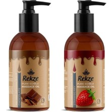Macgon Çikolatalı ve Çilekli Aromalı Kokulu Rahatlatıcılı Vücut Masaj Yağları 2 Adet 120 ml