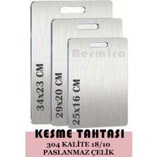 Feyza Design 3'lü Paslanmaz Çelik Kesme Tahtası Seti, Dayanıklı ve Hijyenik Kullanım