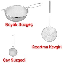Feyza Design Paslanmaz Çelik 3'lü Çay Süzgeci Seti, Çap 20CM ve 15CM
