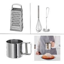 Feyza Design Paslanmaz Mutfak Seti: Rende, Çırpıcı ve Un Eleği Takımı