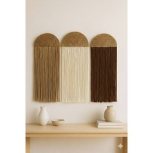 Mihriay Makrome Duvar Süsü Pinterest Tarzı Doğal Hasır Supla Bohem 3lü Duvar Dekorasyon Ürünü