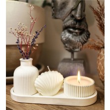 Bernami Şamdan Pinterest Midye Figürlü Kokulu Biblo Mum Seti – Taş Tozu Tepsili Şık Tasarım