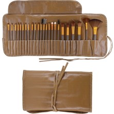 Özgürce 24'lü Taba Deri Çantalı Fırça Seti, Şık ve Kullanışlı Tasarım