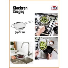 Feyza Design Paslanmaz Çelik Süzgeç 17 Cm, Dayanıklı Mutfak Gereci