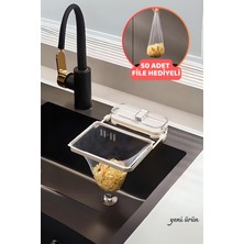 Feyza Design Pratik Beyaz Lavabo Süzgeci 50 Adet Fileli ve Vakumlu Set