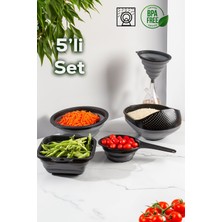 Feyza Design 5 Parça Katlanabilir Akordiyon Süzgeç Mutfak Seti, Pratik ve Şık Kullanım