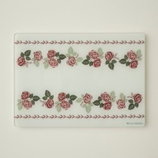 Feyza Design Şık Rose Cam Kesme Tahtası 35X25 Cm, Zarif ve Kullanışlı Tasarım