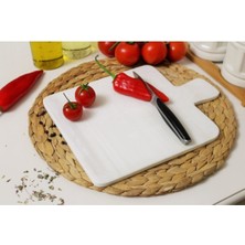 Feyza Design Beyaz Kare Mermer Kesme ve Sunum Tablası, Şık ve Dayanıklı Tasarım