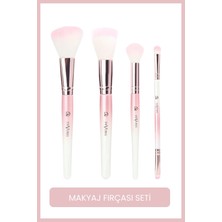 Özgürce 4'lü Makyaj Fırçası Seti, Allık, Fondöten, Far, Aydınlatıcı Için