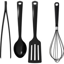 Feyza Design 4'lü Mutfak Gereçleri Seti: Çırpıcı, Spatula, Kaşık ve Maşa