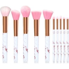 Özgürce Pembe Mermer Desenli 10'lu Fırça Seti, Şık ve Kullanışlı Tasarım