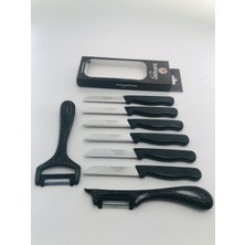 Feyza Design Klever Simli Meyve Bıçak Seti 8'li, Yansoy ve Sapan Soyacak Siyah