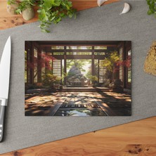 Feyza Design Şık Dokulu Temperli Cam Kesme Tahtası Seti, Kaymaz Yüzey, Çizilmez