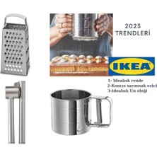 Feyza Design Paslanmaz Çelik Rende ve Sarımsak Ezici, 12X10 Cm, Un Eleği