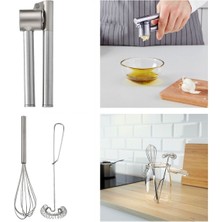 Feyza Design 2'li Çırpıcı ve Çelik Sarımsak Ezici Seti, Pratik Mutfak Araçları