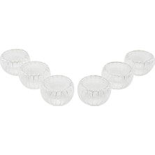 Go İthalat 6 Pcs   Çizgili Cam  Çift Cidarlı Lokumluk - Sosluk  50 ml (5517)