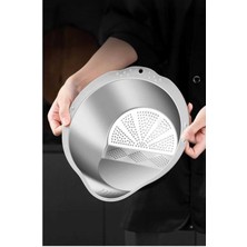 Feyza Design Çelik Mutfak Sebze ve Bakla Yıkama Süzgeci, Pirinç ve Makarna Için